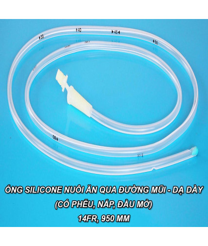 Ống Silicone nuôi ăn qua đường mũi - dạ dày (có phễu, nắp, đầu mở) 14Fr L950