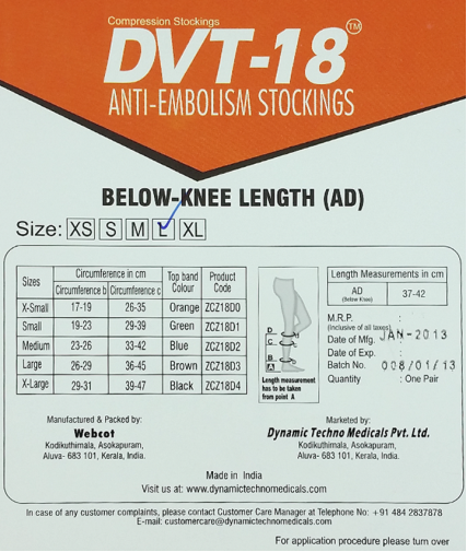 Vớ chống nghẽn mạch máu hiệu DVT-18  loại AD