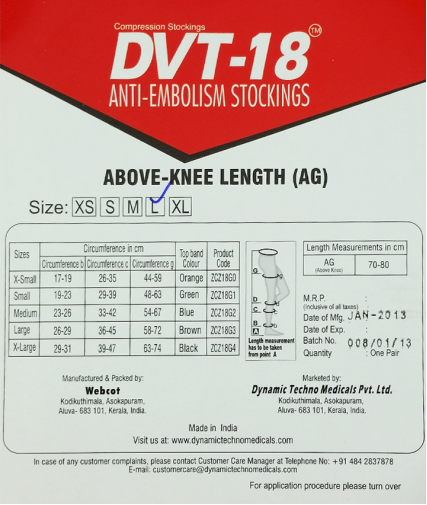 Vớ chống nghẽn mạch máu DVT-18 loại AG